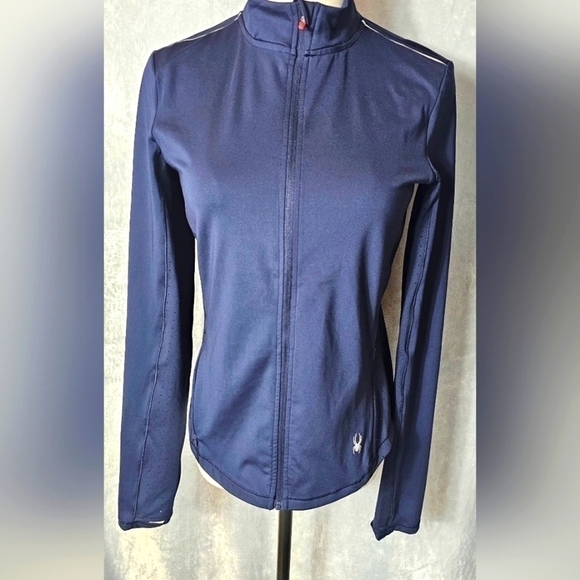 🆕Spyder Active Womens Full Zip Navy Track Jacket NWT $88 Size Small - Picture 2 of 14